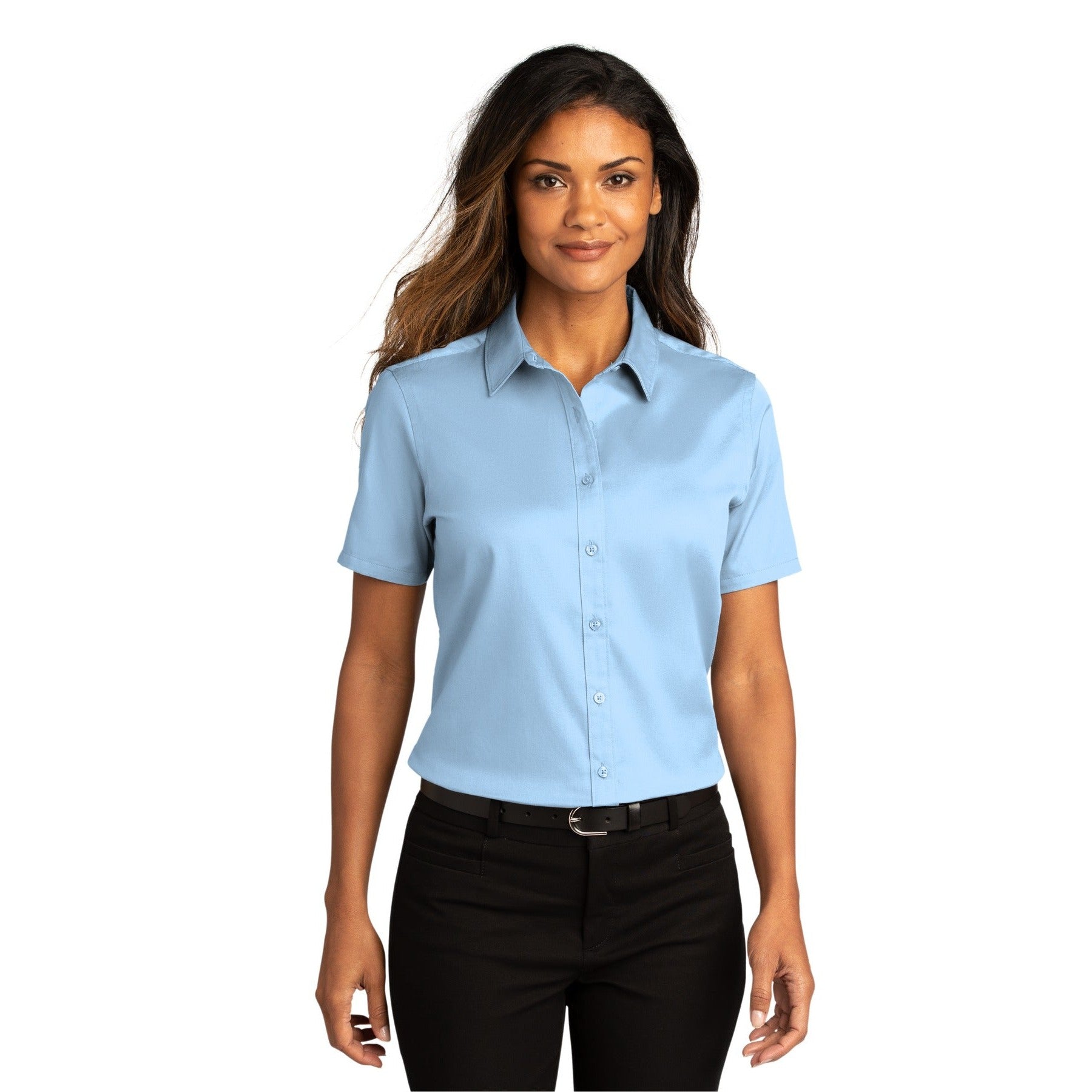Port Authority-Port Authority® Women's Short Sleeve SuperPro React™Twill Shirt. LW809-MedTech-2